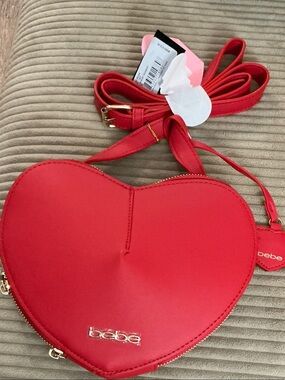 bebe Red Heart Shaped Crossbody Bag